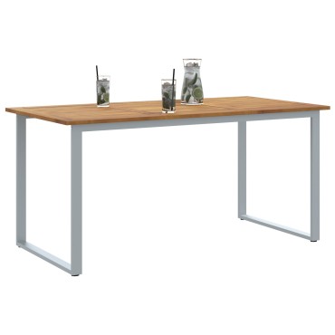 vidaXL Τραπέζι Εξωτερικού Χώρου Γκρι 160x80x75cm Χάλυβας & Στερεό Ξύλο Ακακίας 1 τεμ.