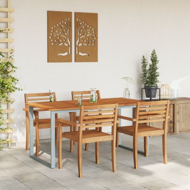 vidaXL Τραπέζι Εξωτερικού Χώρου Γκρι 160x80x75cm Χάλυβας & Στερεό Ξύλο Ακακίας 1 τεμ.