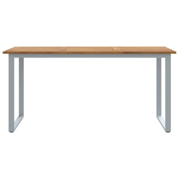 vidaXL Τραπέζι Εξωτερικού Χώρου Γκρι 160x80x75cm Χάλυβας & Στερεό Ξύλο Ακακίας 1 τεμ.