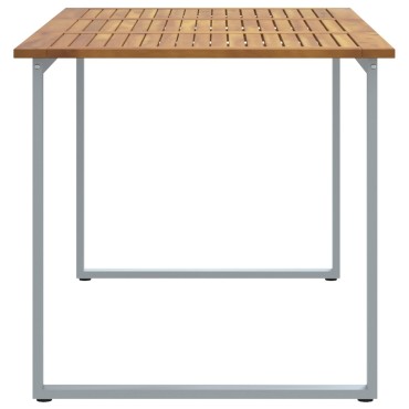 vidaXL Τραπέζι Εξωτερικού Χώρου Γκρι 160x80x75cm Χάλυβας & Στερεό Ξύλο Ακακίας 1 τεμ.