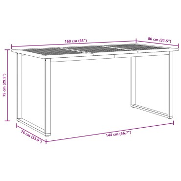 vidaXL Τραπέζι Εξωτερικού Χώρου Γκρι 160x80x75cm Χάλυβας & Στερεό Ξύλο Ακακίας 1 τεμ.