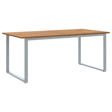 vidaXL Εξωτερικό Τραπέζι Φαγητού Γκρι 180x90x75cm Χάλυβας&Στερεό Ξύλο Ακακίας 1 τεμ.