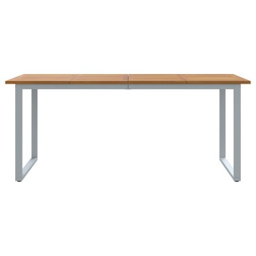 vidaXL Εξωτερικό Τραπέζι Φαγητού Γκρι 180x90x75cm Χάλυβας&Στερεό Ξύλο Ακακίας 1 τεμ.