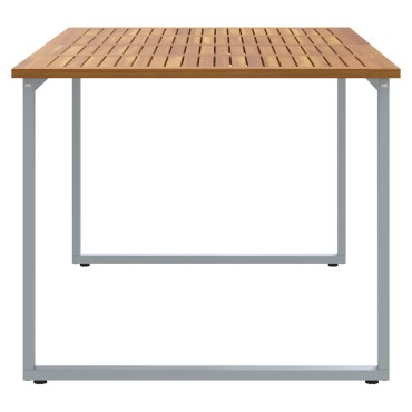 vidaXL Εξωτερικό Τραπέζι Φαγητού Γκρι 180x90x75cm Χάλυβας&Στερεό Ξύλο Ακακίας 1 τεμ.