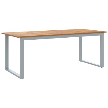 vidaXL Υπαίθριο Τραπέζι Φαγητού Γκρι 200x90x75cm Χάλυβας και Σολοιδικό Ξύλο Ακακίας 1 τεμ.