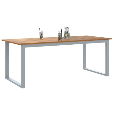 vidaXL Υπαίθριο Τραπέζι Φαγητού Γκρι 200x90x75cm Χάλυβας και Σολοιδικό Ξύλο Ακακίας 1 τεμ.