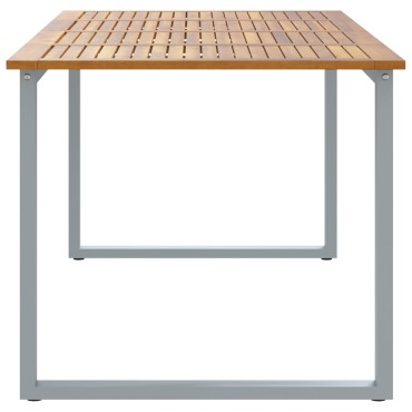 vidaXL Υπαίθριο Τραπέζι Φαγητού Γκρι 200x90x75cm Χάλυβας και Σολοιδικό Ξύλο Ακακίας 1 τεμ.