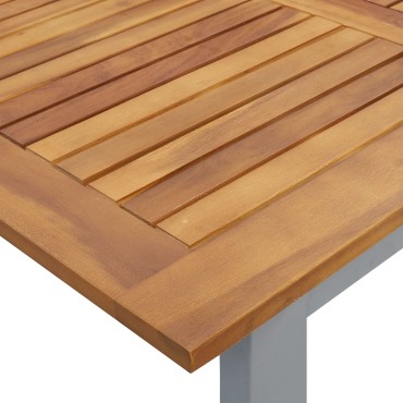 vidaXL Υπαίθριο Τραπέζι Φαγητού Γκρι 200x90x75cm Χάλυβας και Σολοιδικό Ξύλο Ακακίας 1 τεμ.