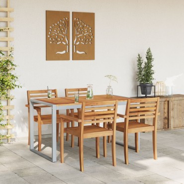 vidaXL Εξωτερική Τραπεζαρία Γκρι 140x80x75cm Ατσάλι & Σομια Ρητίνη