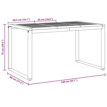 vidaXL Εξωτερική Τραπεζαρία Γκρι 140x80x75cm Ατσάλι & Σομια Ρητίνη