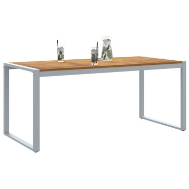 vidaXL Τραπέζι Εξωτερικού Χώρου Γκρι 180x90x75cm Από Χάλυβα & Στερεό Ξύλο Ακακίας 1 τεμ.