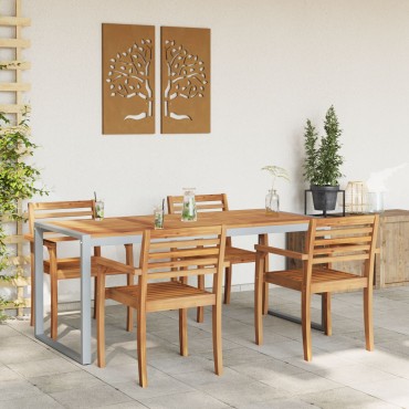 vidaXL Τραπέζι Εξωτερικού Χώρου Γκρι 180x90x75cm Από Χάλυβα & Στερεό Ξύλο Ακακίας 1 τεμ.