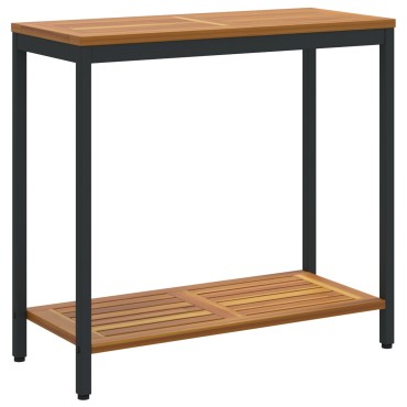 vidaXL Εξωτερικό Τραπέζι Φυσικό&Μαύρο 35x80x75cm Σακίδιο από Ξύλο και Χάλυβα 1 τεμ.