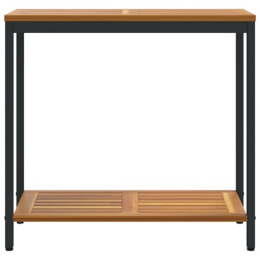 vidaXL Εξωτερικό Τραπέζι Φυσικό&Μαύρο 35x80x75cm Σακίδιο από Ξύλο και Χάλυβα 1 τεμ.