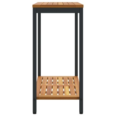 vidaXL Εξωτερικό Τραπέζι Φυσικό&Μαύρο 35x80x75cm Σακίδιο από Ξύλο και Χάλυβα 1 τεμ.