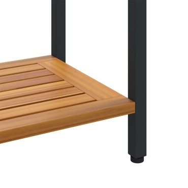 vidaXL Εξωτερικό Τραπέζι Φυσικό&Μαύρο 35x80x75cm Σακίδιο από Ξύλο και Χάλυβα 1 τεμ.