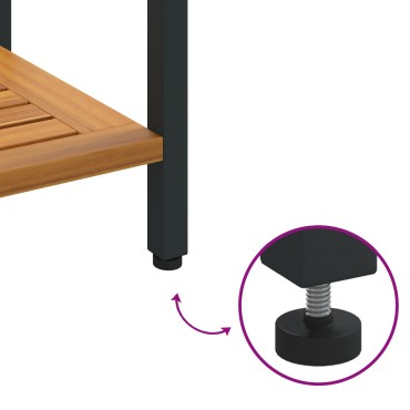 vidaXL Εξωτερικό Τραπέζι Φυσικό&Μαύρο 35x80x75cm Σακίδιο από Ξύλο και Χάλυβα 1 τεμ.
