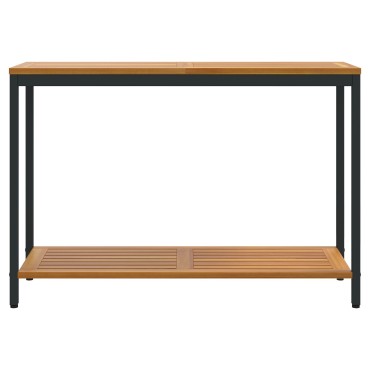 vidaXL Εξωτερικό Τραπέζι Φυσικό & Μαύρο 35x110x75cm Μασίφ Ξύλο και Χάλυβας 1 τεμ.