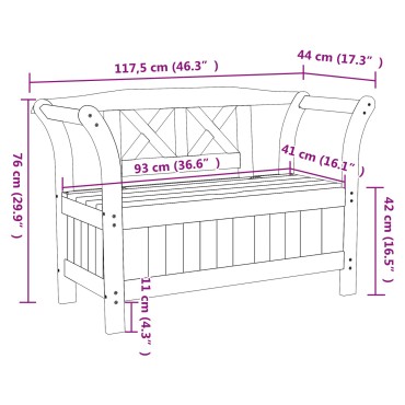 vidaXL Πάγκος Αποθήκευσης Κήπου Ακακία 119x76x44cm Μασίφ Ξύλο Πεύκου 1 τεμ.