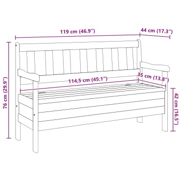 vidaXL Εξωτερικός Πάγκος 119x76x44cm Μασίφ ξύλο πεύκου