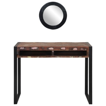 vidaXL Καθρέφτης Βεντάλια Πολύχρωμο 100x50x75cm Συμπαγές Ξύλο Ανακυκλωμένο