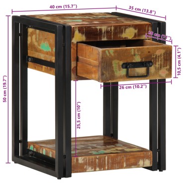 κομοδίνο vidaXL 40x35x50cm Μασίφ Ανακυκλωμένο Ξύλο 1 τεμ.