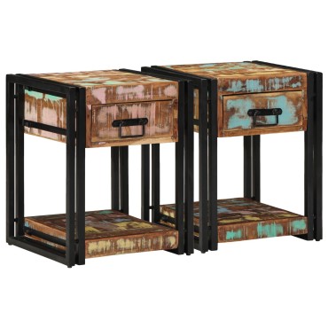 vidaXL Κομοδίνα 2 τεμ. 40x40x50cm Μασίφ Ανακυκλωμένο Ξύλο