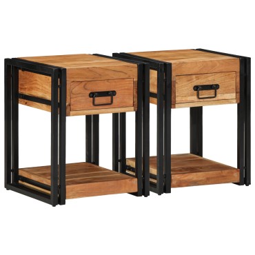 vidaXL Κομοδίνα 2 τεμ. 40x40x50cm Μασίφ Ξύλο Ακακίας