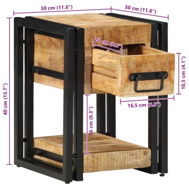 vidaXL Νυχτερινό Τραπέζι 40x40x40cm Μασίφ Ξύλο Μάνγκο 1 τεμ.