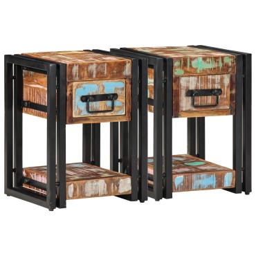 vidaXL Νυχτερινά Τραπέζια 2 τεμ. 40x40x40cm Μασίφ ανακυκλωμένο ξύλο