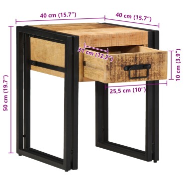 vidaXL Τραπέζι Δίπλα 40x40x50cm Μασίφ Ανώμαλο Ξύλο Μάνγκο 1 τεμ.