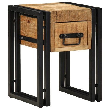vidaXL Τραπέζι με Συρτάρι Μαύρο 30x30x40cm Μασίφ Ξύλο Μάνγκο 1 τεμ.