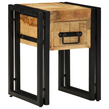 vidaXL Τραπέζι με Συρτάρι Μαύρο 30x30x40cm Μασίφ Ξύλο Μάνγκο 1 τεμ.
