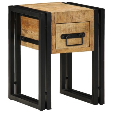 vidaXL Τραπέζι με Συρτάρι Μαύρο 30x30x40cm Μασίφ Ξύλο Μάνγκο 1 τεμ.