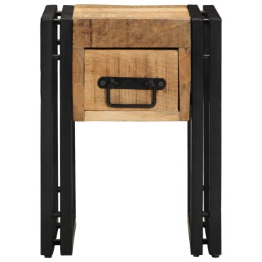 vidaXL Τραπέζι με Συρτάρι Μαύρο 30x30x40cm Μασίφ Ξύλο Μάνγκο 1 τεμ.