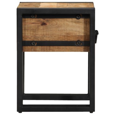 vidaXL Τραπέζι με Συρτάρι Μαύρο 30x30x40cm Μασίφ Ξύλο Μάνγκο 1 τεμ.
