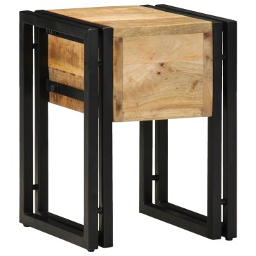vidaXL Τραπέζι με Συρτάρι Μαύρο 30x30x40cm Μασίφ Ξύλο Μάνγκο 1 τεμ.