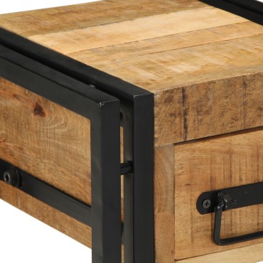 vidaXL Τραπέζι με Συρτάρι Μαύρο 30x30x40cm Μασίφ Ξύλο Μάνγκο 1 τεμ.