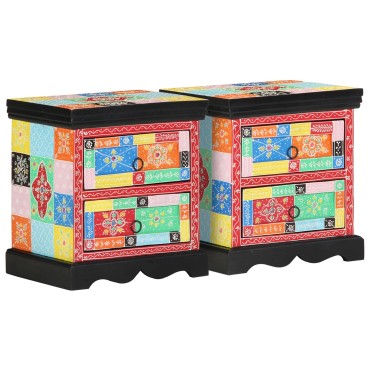 vidaXL Κομοδίνο 2 τεμ. Πολύχρωμο 40x35x45cm Κατασκευασμένο ξύλο