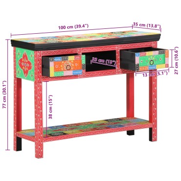 vidaXL Πολύχρωμο Τραπέζι Κονσόλας 100x30x75cm από Στερεό Ξύλο Μάνγκο