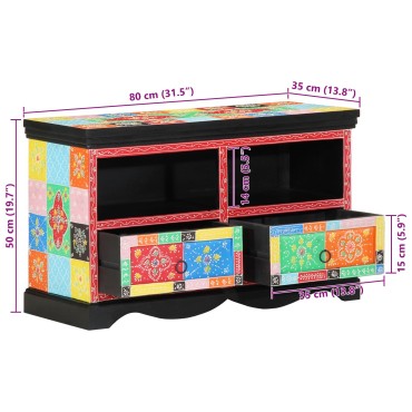 vidaXL Κονσόλα Τηλεόρασης Πολύχρωμη 80x35x50cm Στερέο Ξύλο Μάνγκο