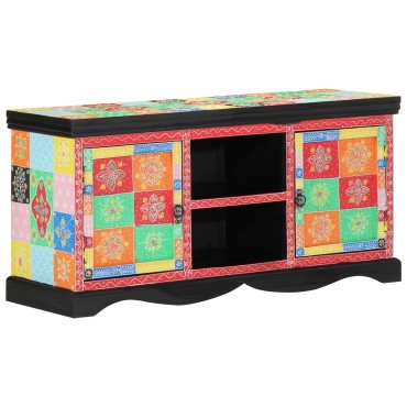 vidaXL Πολύχρωμη Κονσόλα Τηλεόρασης 100x35x50cm από Στερεό Ξύλο Μάνγκο
