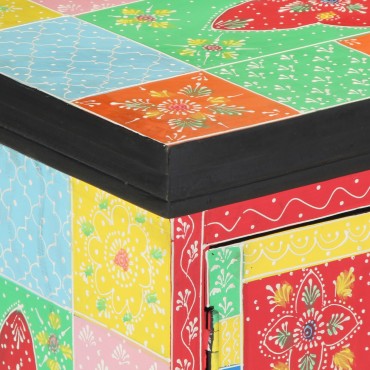 vidaXL Πολύχρωμη Κονσόλα Τηλεόρασης 100x35x50cm από Στερεό Ξύλο Μάνγκο