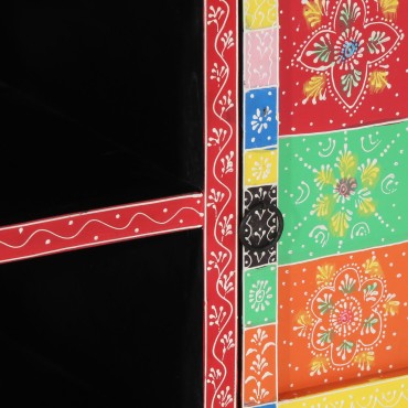 vidaXL Πολύχρωμη Κονσόλα Τηλεόρασης 100x35x50cm από Στερεό Ξύλο Μάνγκο