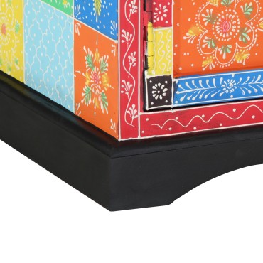 vidaXL Πολύχρωμη Κονσόλα Τηλεόρασης 100x35x50cm από Στερεό Ξύλο Μάνγκο