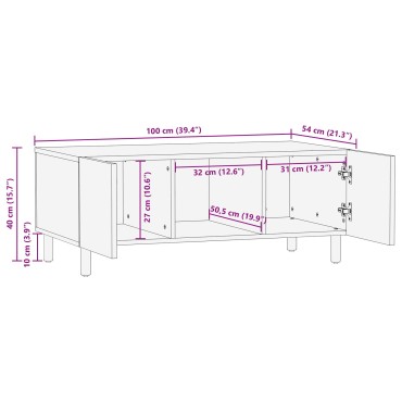vidaXL Τραπέζι σαλονιού 100x54x40cm Μασίφ ξύλο ακακίας 1 τεμ.