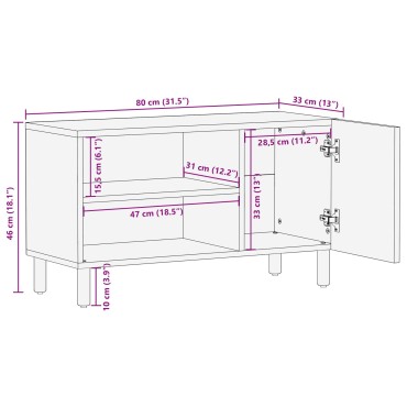 vidaXL Ντουλάπα Τηλεόρασης 80x31,5x46cm Μασίφ Ξύλο Ακακίας