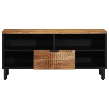 vidaXL Ντουλάπι TV με ράφι Καφέ 100x33x46cm Στερεό ξύλο μάνγκο 1 τεμ.