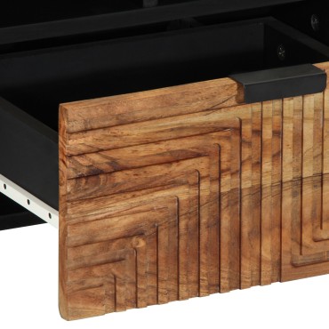 vidaXL Ντουλάπι TV με ράφι Καφέ 100x33x46cm Στερεό ξύλο μάνγκο 1 τεμ.