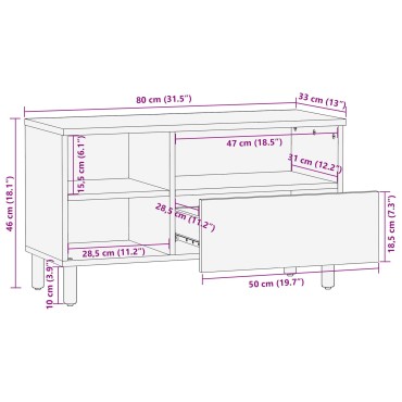 vidaXL Καναπές τηλεόρασης 80x33,5x46cm Μασίφ ξύλο ακακίας